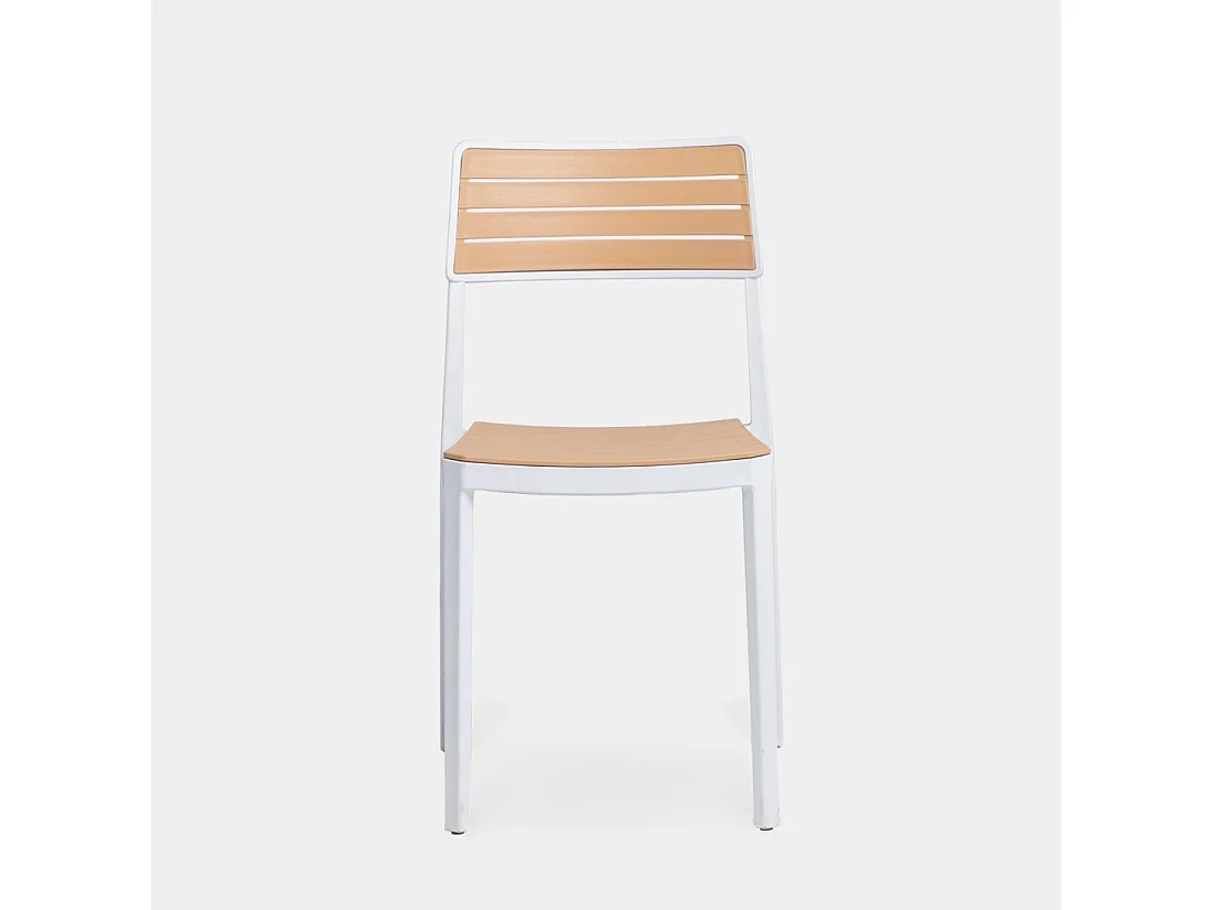 Chaise d'extérieur en plastique blanco-natural 41x81 cm-Hilda