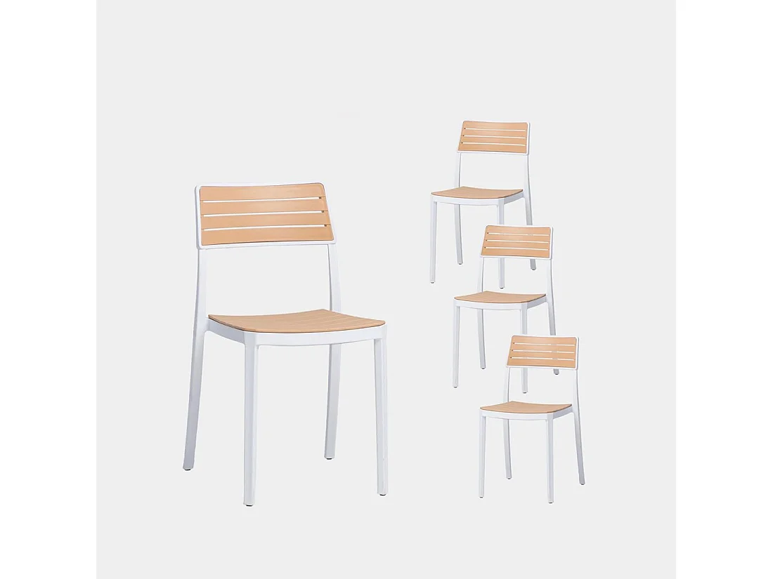 Chaise d'extérieur en plastique blanc naturel 41x81 cm-Hilda