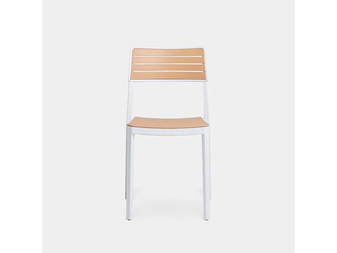 Chaise d'extérieur en plastique blanc naturel 41x81 cm-Hilda
