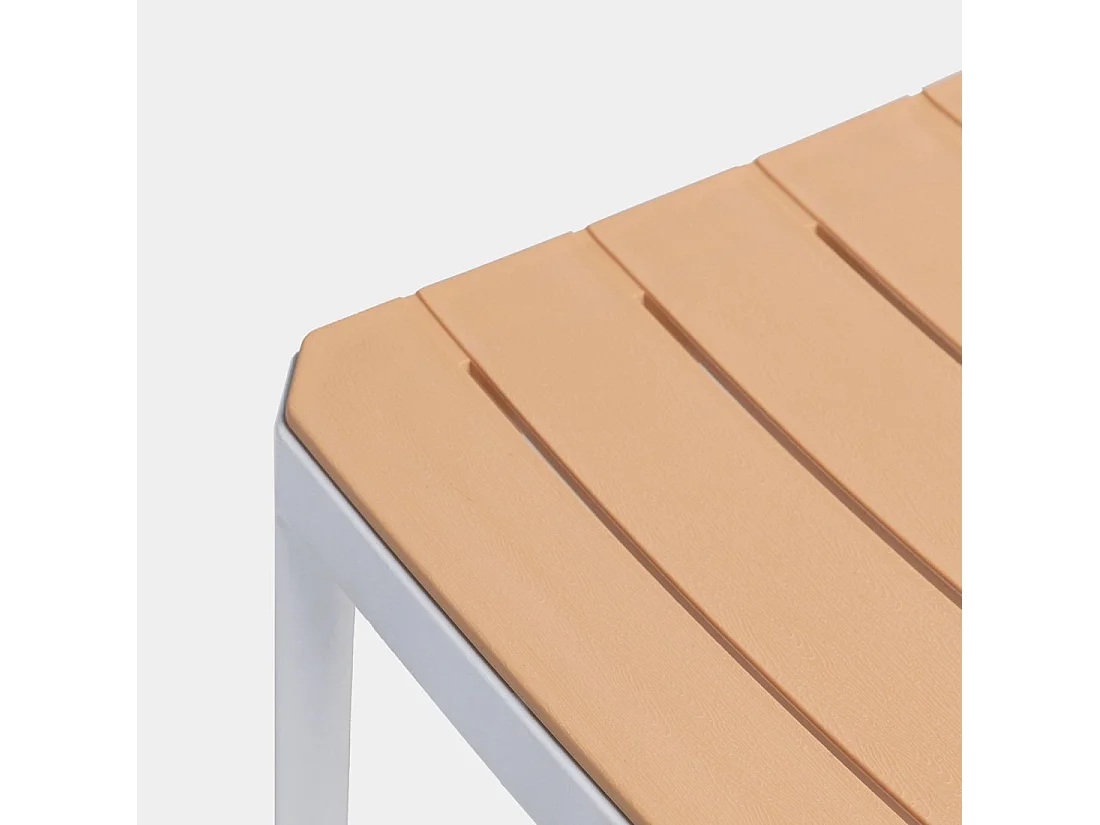 Chaise d'extérieur en plastique blanc naturel 41x81 cm-Hilda