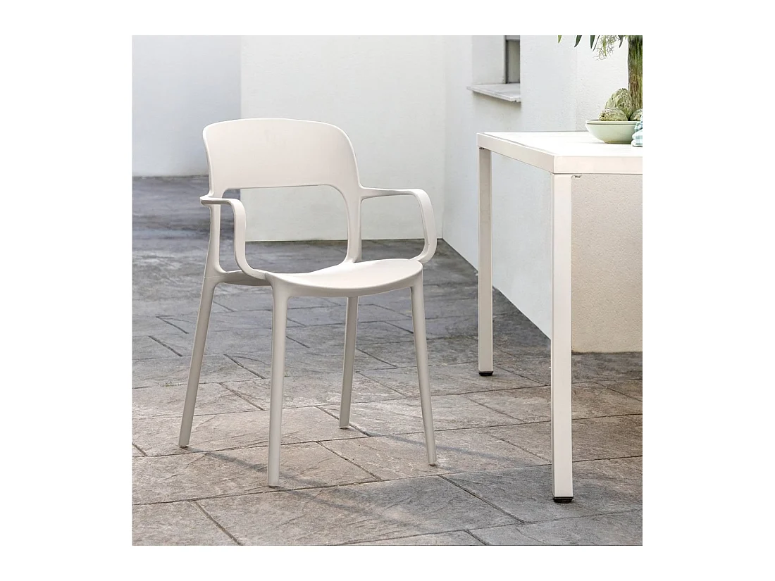 Chaise d'extérieur en plastique beige 53x83 cm-Klint