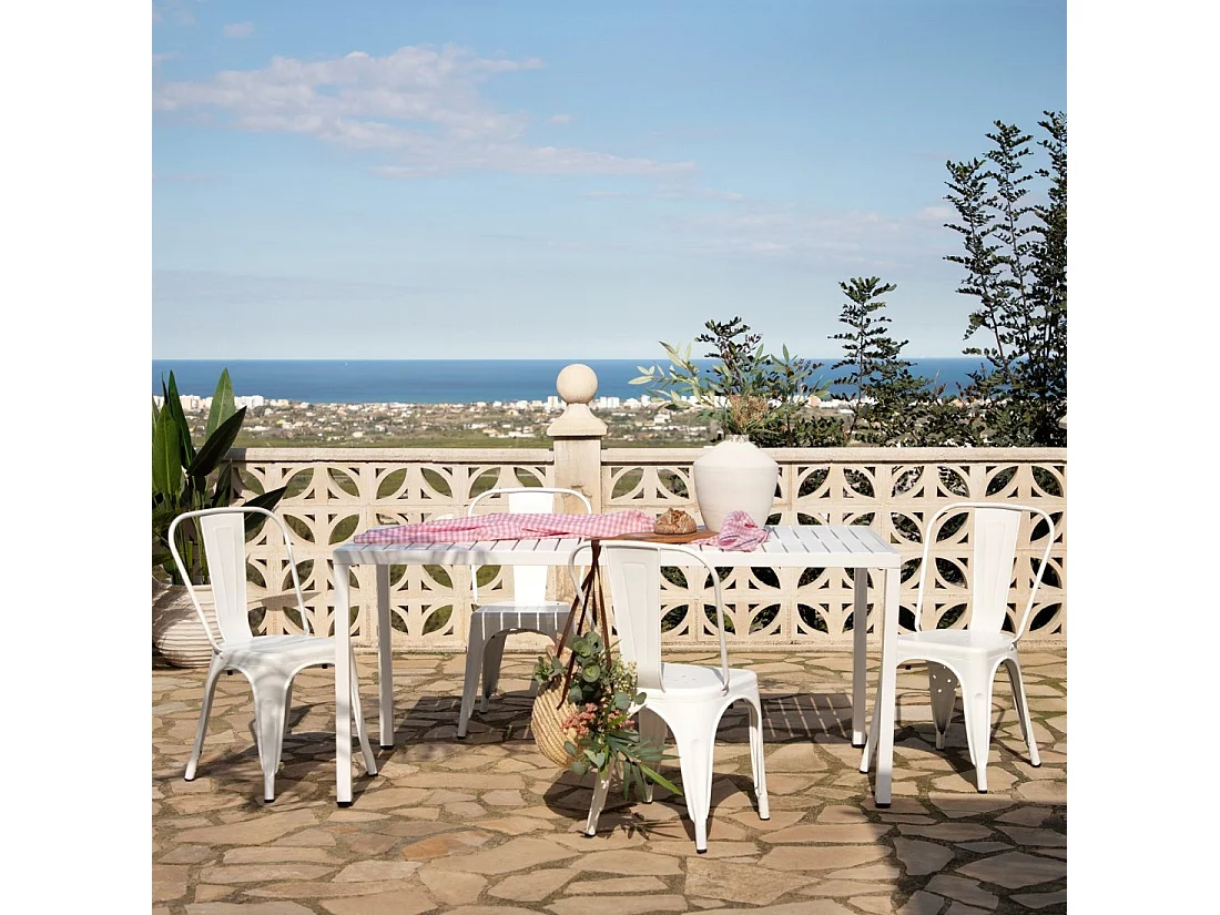 Chaise d'extérieur en métal blanc 46x85 cm-Hjorts