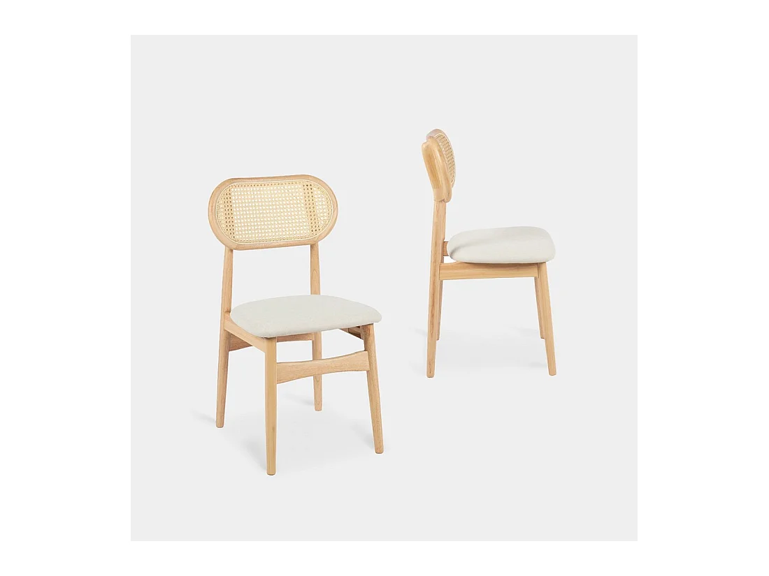 Packs 2 sillas Beige-Natural 47 x 86 cm