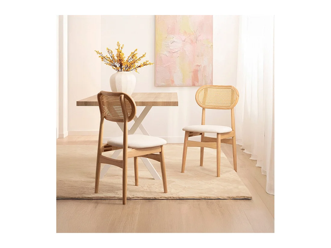 Packs 2 sillas Beige-Natural 47 x 86 cm