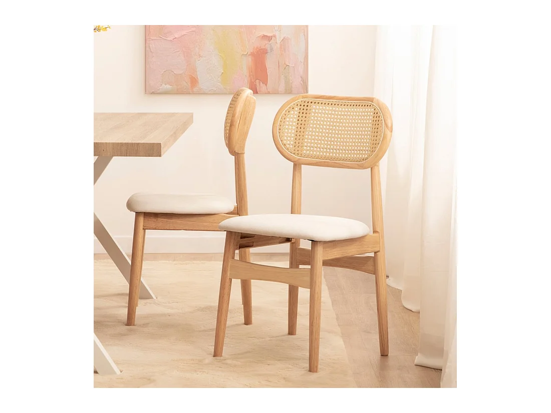 Packs 2 sillas Beige-Natural 47 x 86 cm