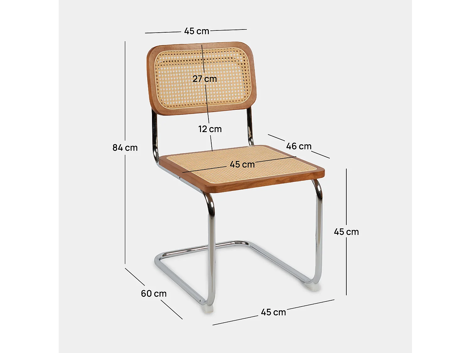 Chaise de salle à manger en bois noyer 45x84 cm-Keila