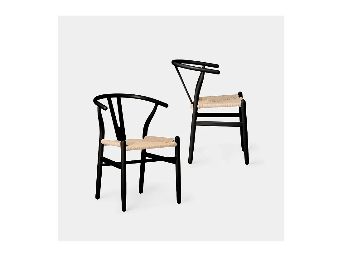 Chaise de salle à manger en bois noir 51x74 cm-Arni