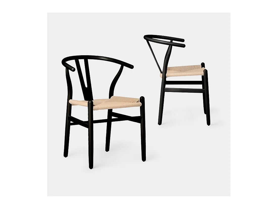 Chaise de salle à manger en bois noir 51x74 cm-Arni