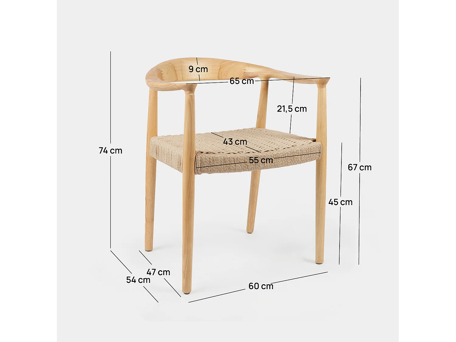 Chaise de salle à manger en bois naturel 65x74 cm-Thesa