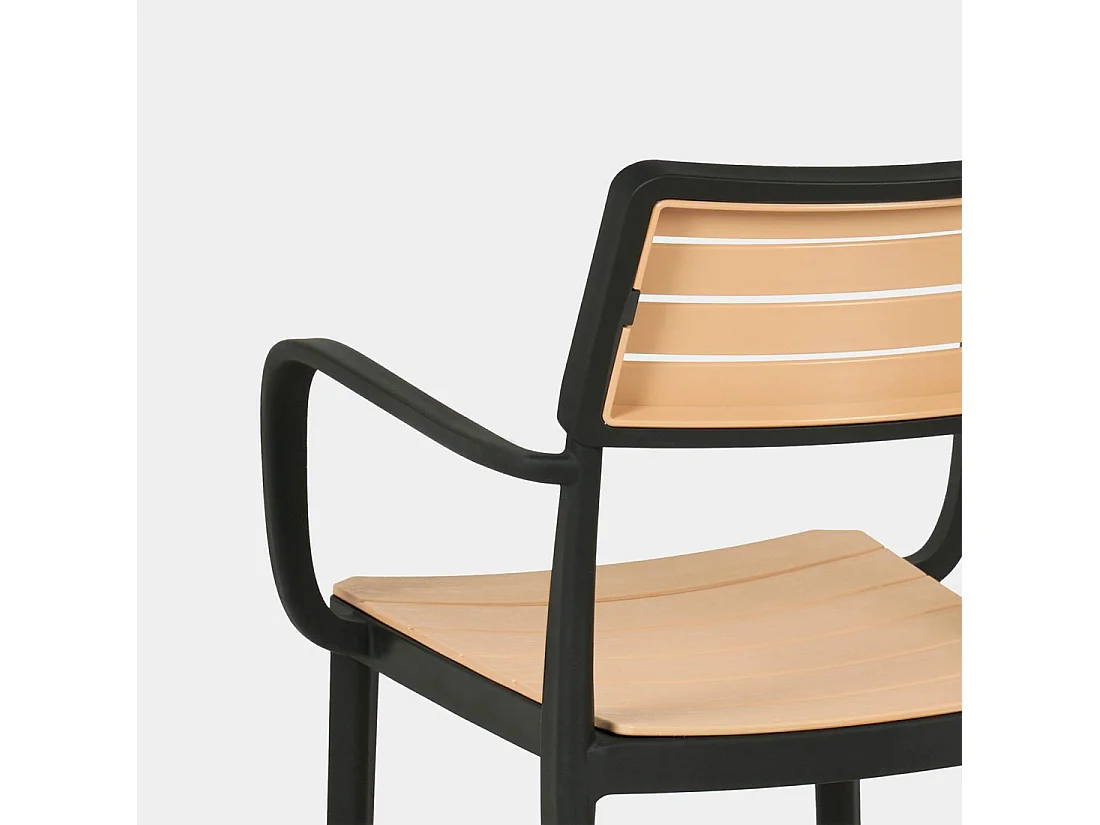 Chaise d'extérieur en plastique noir-naturel 54x80 cm-Hilda