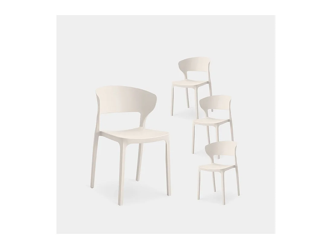 Chaise d'extérieur en plastique beige 48x76 cm-Serin