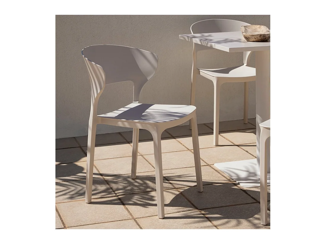 Chaise d'extérieur en plastique beige 48x76 cm-Serin