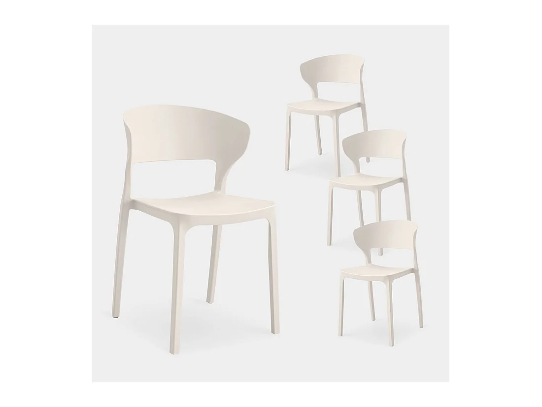 Chaise d'extérieur en plastique beige 48x76 cm-Serin