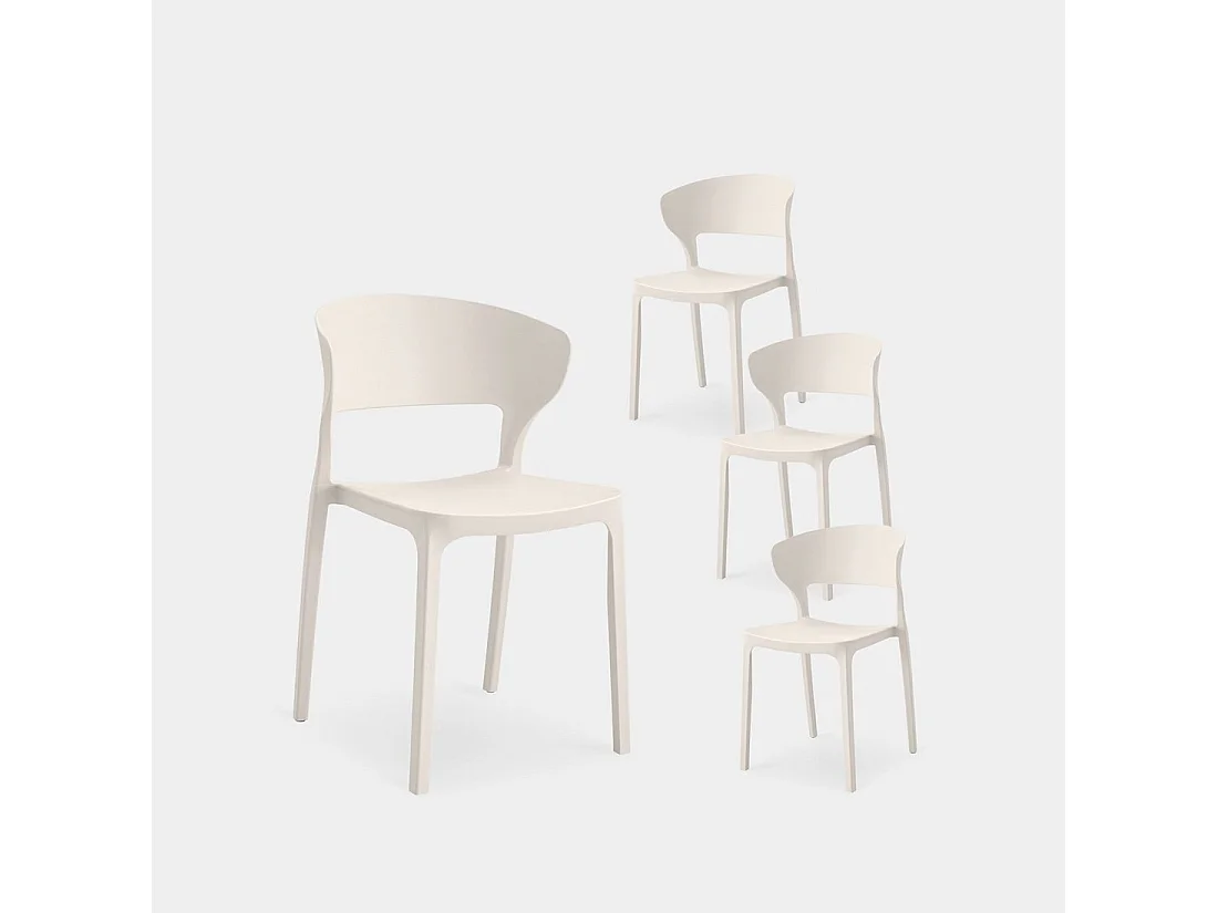 Chaise d'extérieur en plastique beige 48x76 cm-Serin