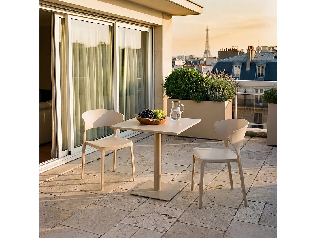 Chaise de jardin en plastique beige 48x76 cm-Serin
