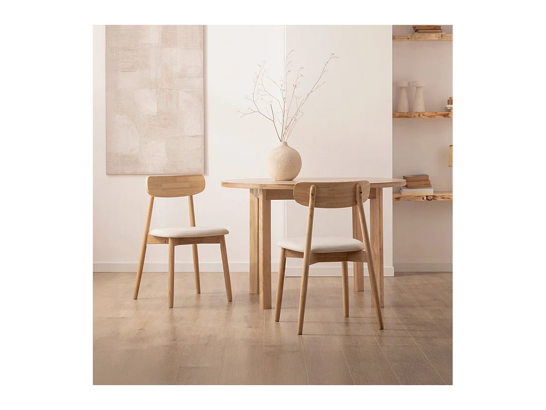 Chaise de salle à manger en bois beige-naturel 46x83 cm-Leyre