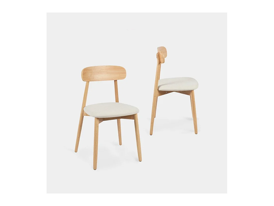 Chaise de salle à manger en bois beige-naturel 46x83 cm-Leyre