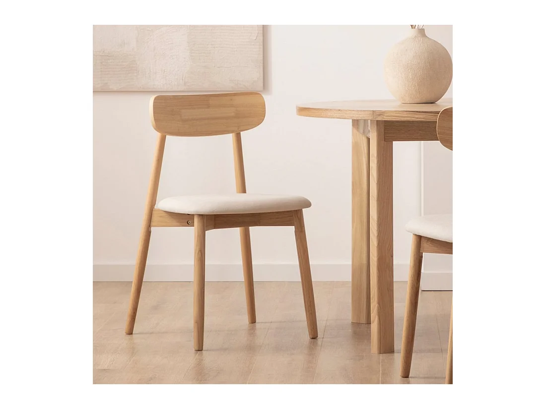 Chaise de salle à manger en bois beige-naturel 46x83 cm-Leyre