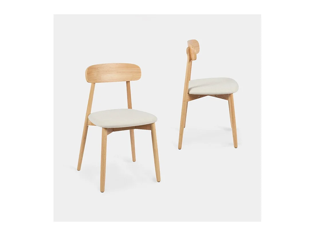 Chaise de salle à manger en bois beige-naturel 46x83 cm-Leyre