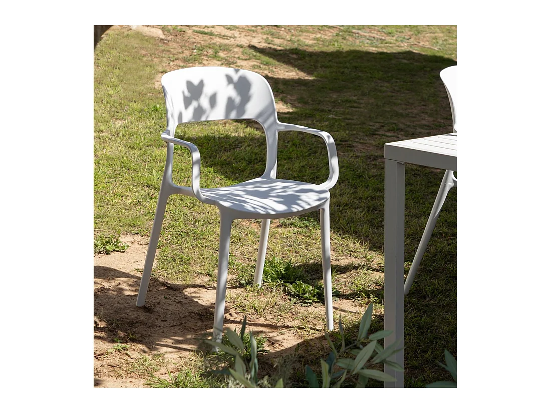 Chaise d'extérieur en plastique blanc 53x83 cm-Klint