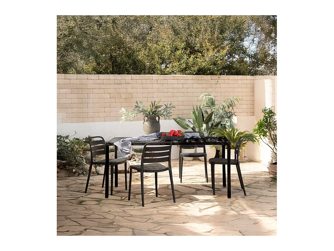 Chaise d'extérieur en plastique gris anthracite 42x80 cm-Zira