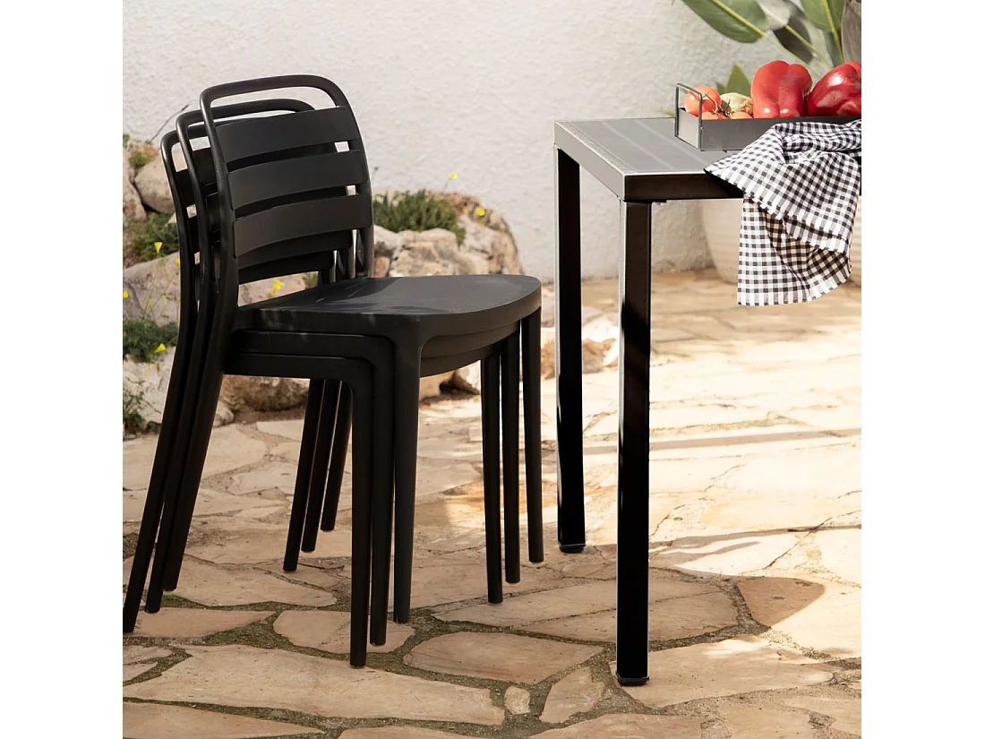 Chaise d'extérieur en plastique gris anthracite 42x80 cm-Zira