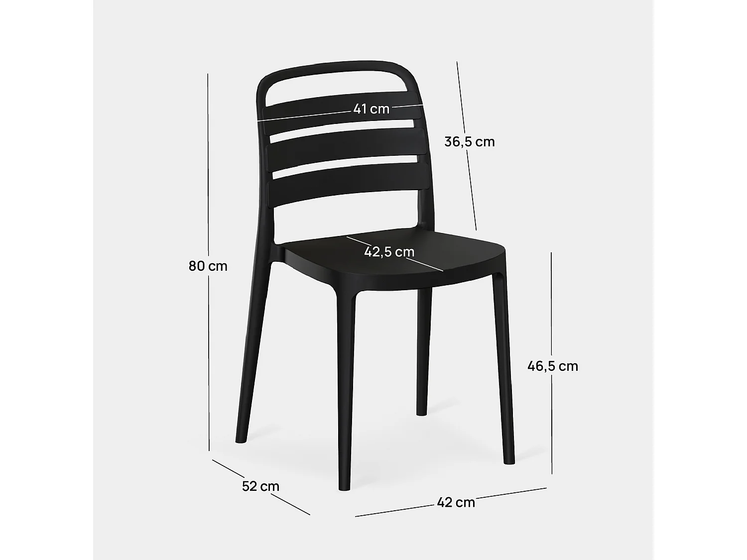 Packs 4 sillas Gris antracita 42 x 80 cm