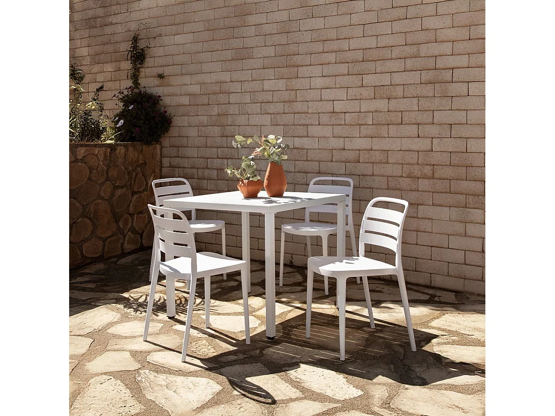 Chaise d'extérieur en plastique blanc 42x80 cm-Zira