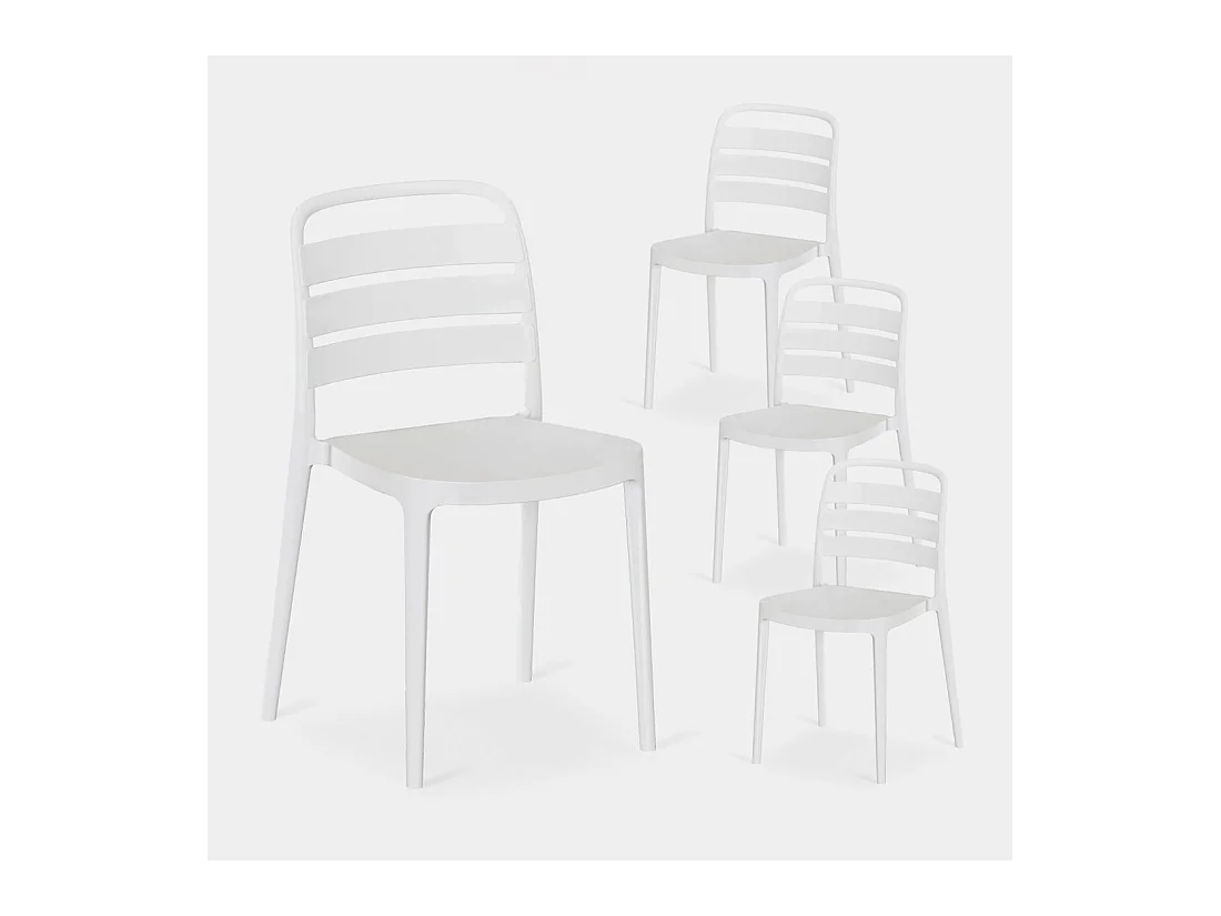 Chaise d'extérieur en plastique blanc 42x80 cm-Zira