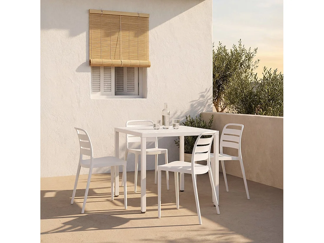 Chaise d'extérieur en plastique blanc 42x80 cm-Zira