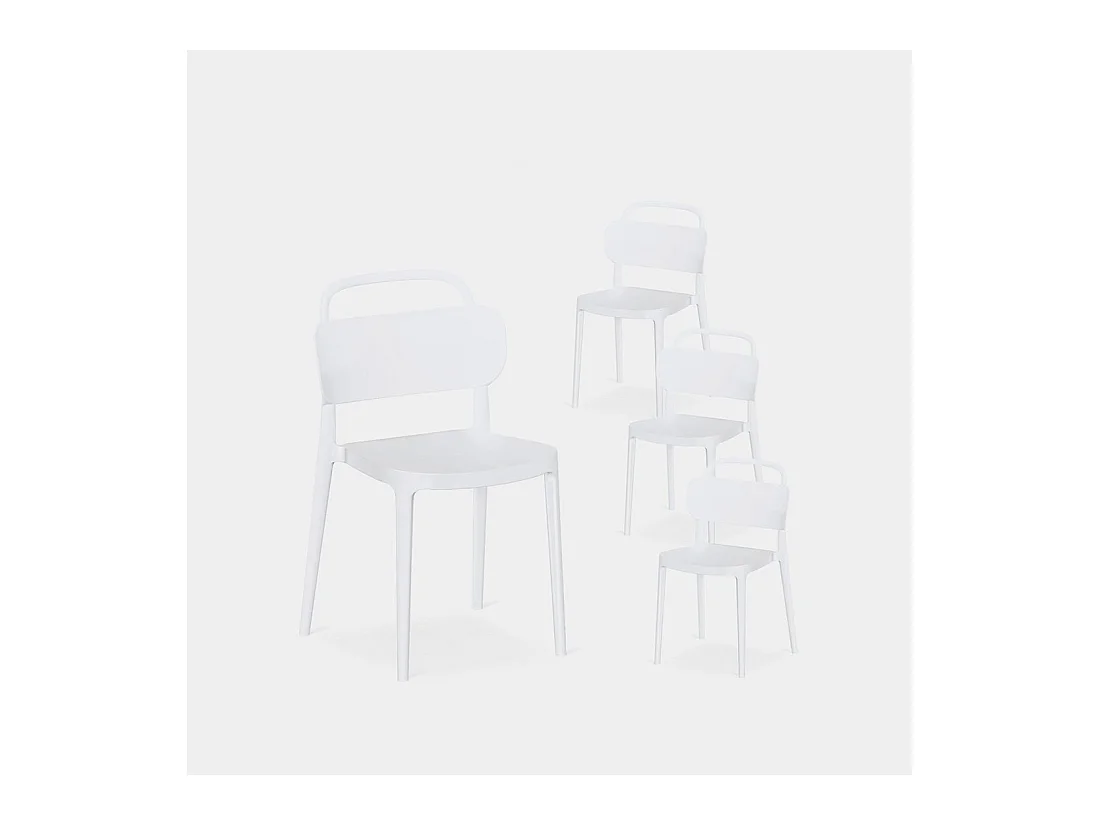 Chaise d'extérieur en plastique blanc 47x78 cm-Edda