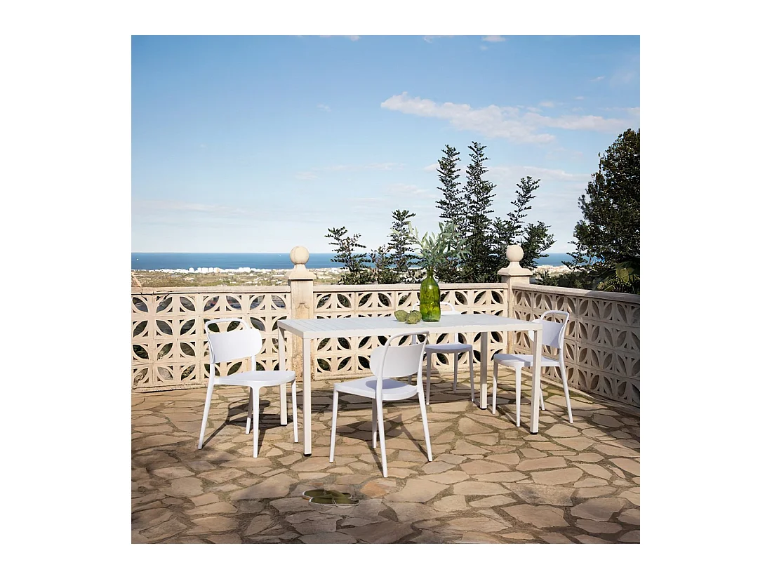 Chaise d'extérieur en plastique blanc 47x78 cm-Edda