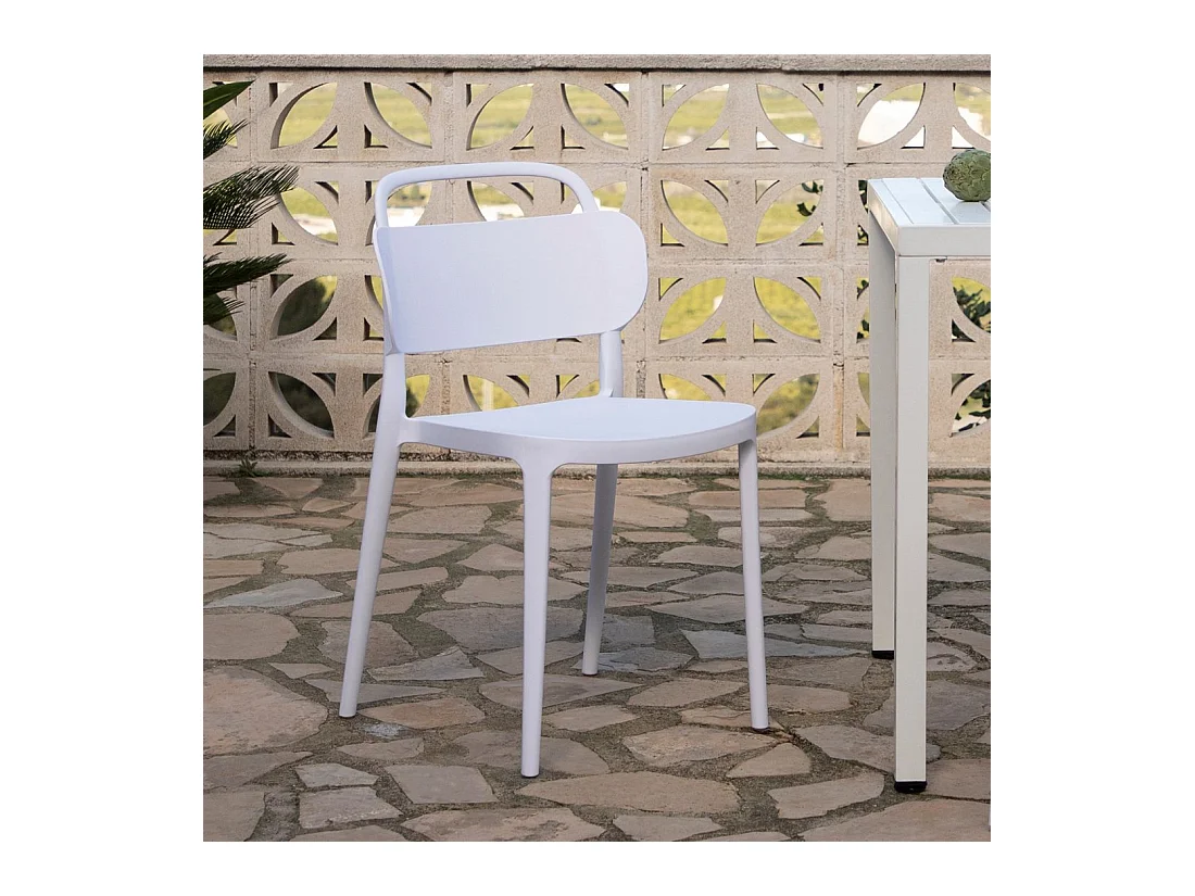 Chaise d'extérieur en plastique blanc 47x78 cm-Edda