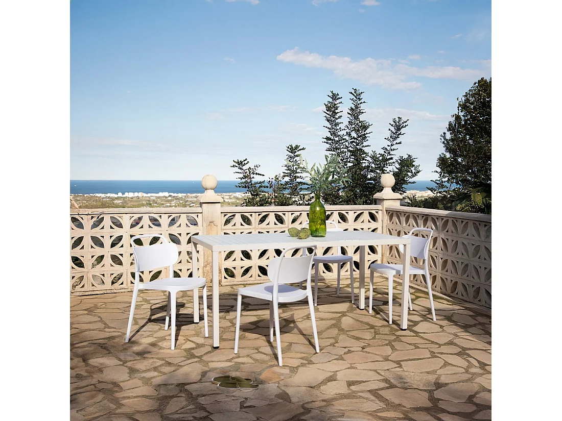 Chaise d'extérieur en plastique blanc 47x78 cm-Edda