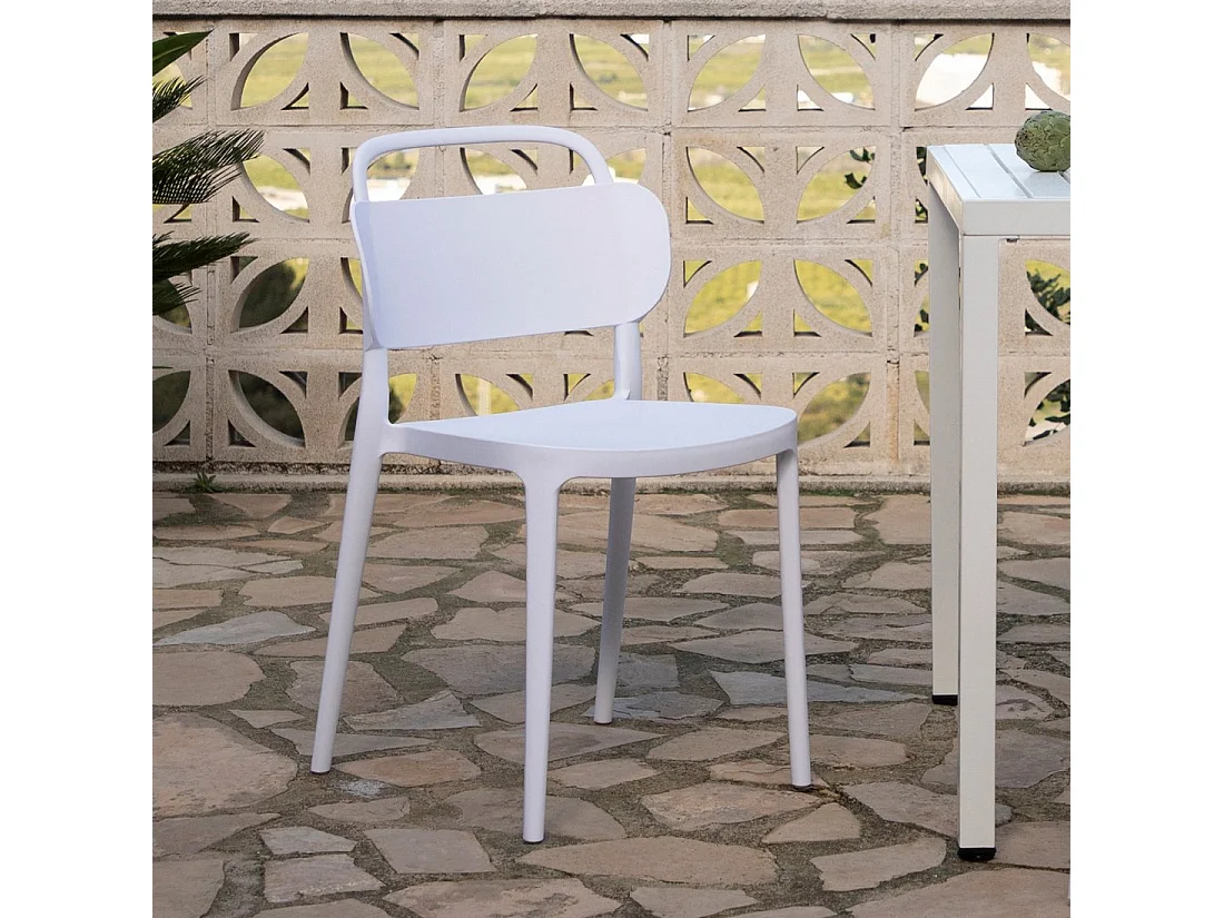 Chaise d'extérieur en plastique blanc 47x78 cm-Edda
