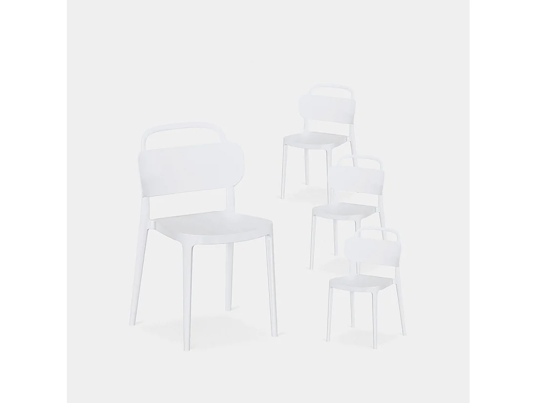 Chaise d'extérieur en plastique blanc 47x78 cm-Edda