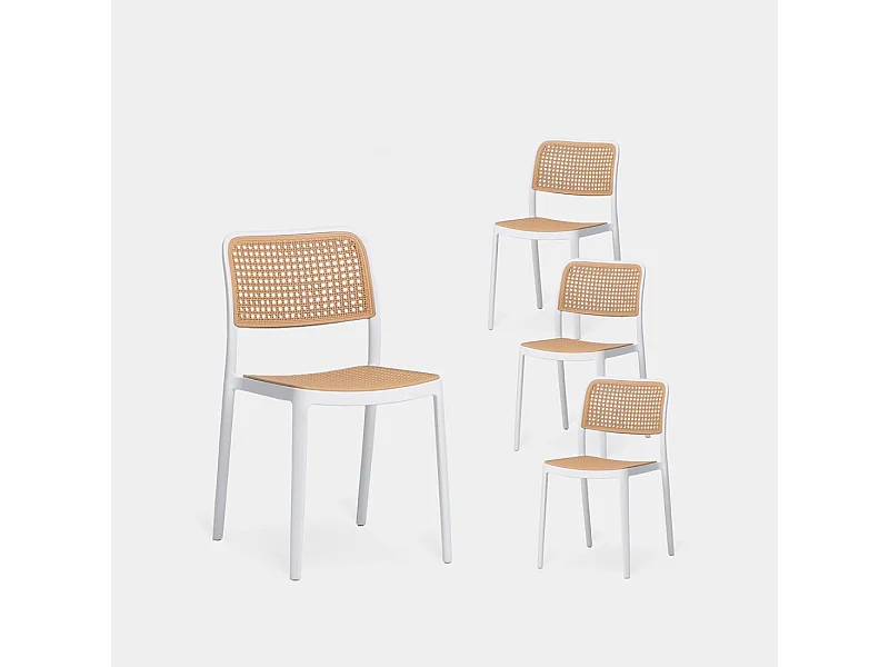 Chaise d'extérieur en plastique blanco-natural 44x81 cm-Kaira