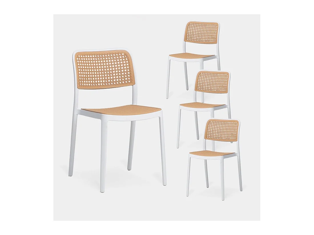 Chaise d'extérieur en plastique blanco-natural 44x81 cm-Kaira