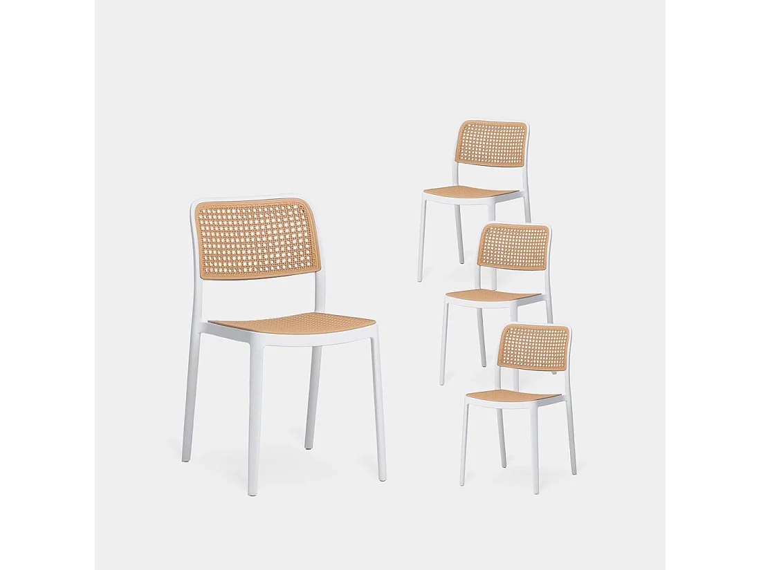 Chaise d'extérieur en plastique blanco-natural 44x81 cm-Kaira