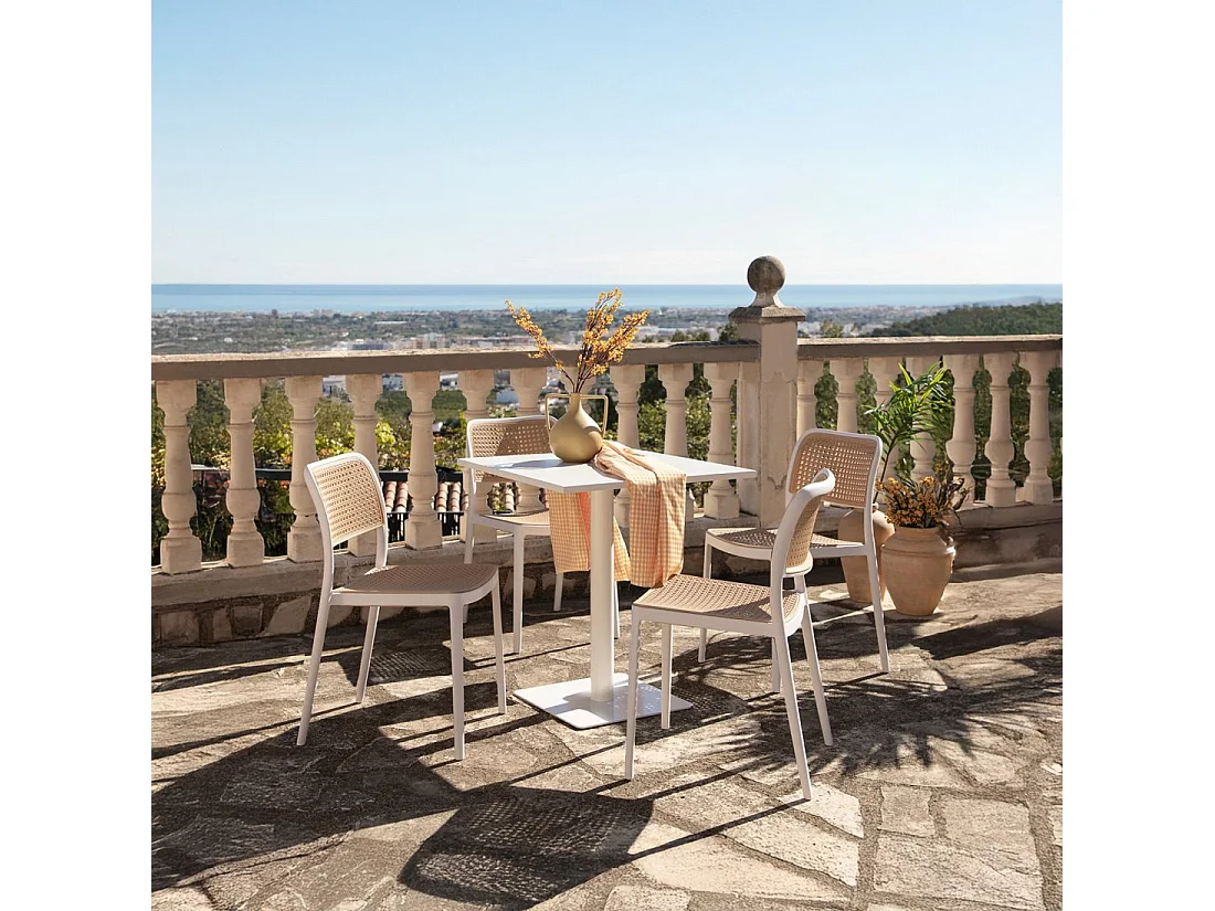 Chaise d'extérieur en plastique blanco-natural 44x81 cm-Kaira