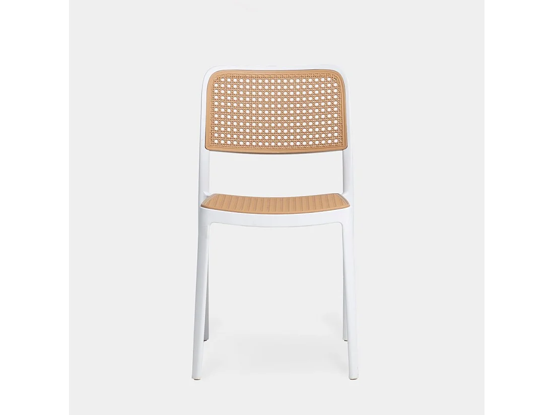 Chaise d'extérieur en plastique blanco-natural 44x81 cm-Kaira