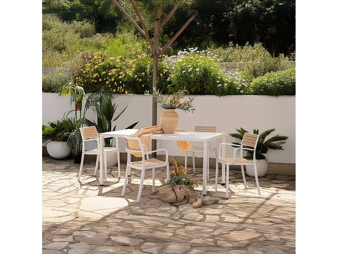 Chaise d'extérieur en plastique blanco-natural 54x80 cm-Hilda