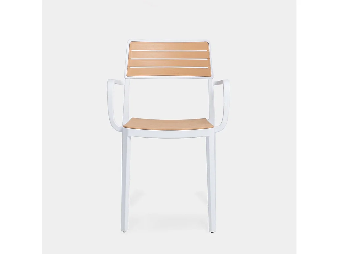 Chaise d'extérieur en plastique blanco-natural 54x80 cm-Hilda