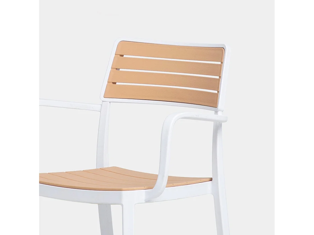 Chaise d'extérieur en plastique blanco-natural 54x80 cm-Hilda