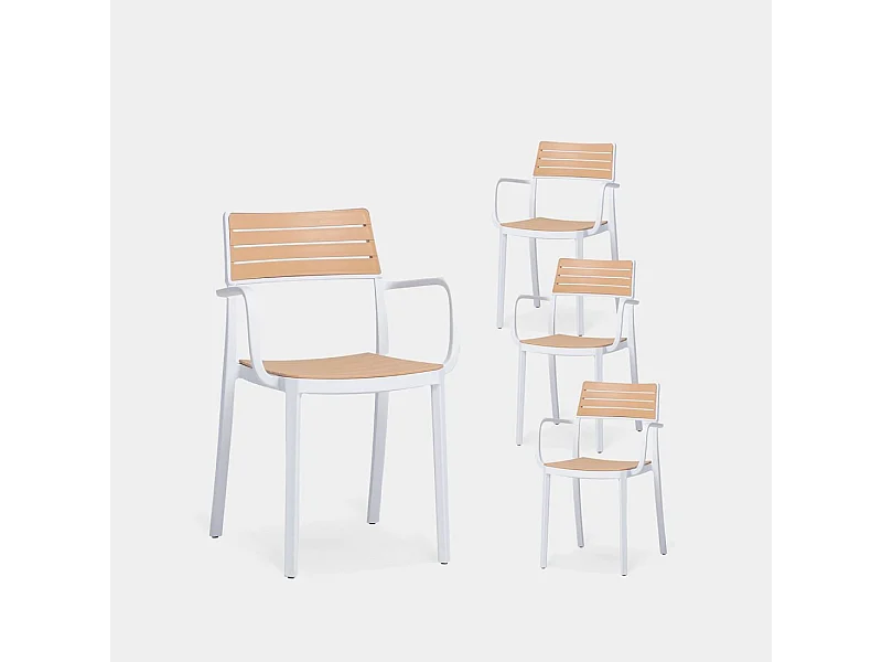 Chaise d'extérieur en plastique blanco-natural 54x80 cm-Hilda