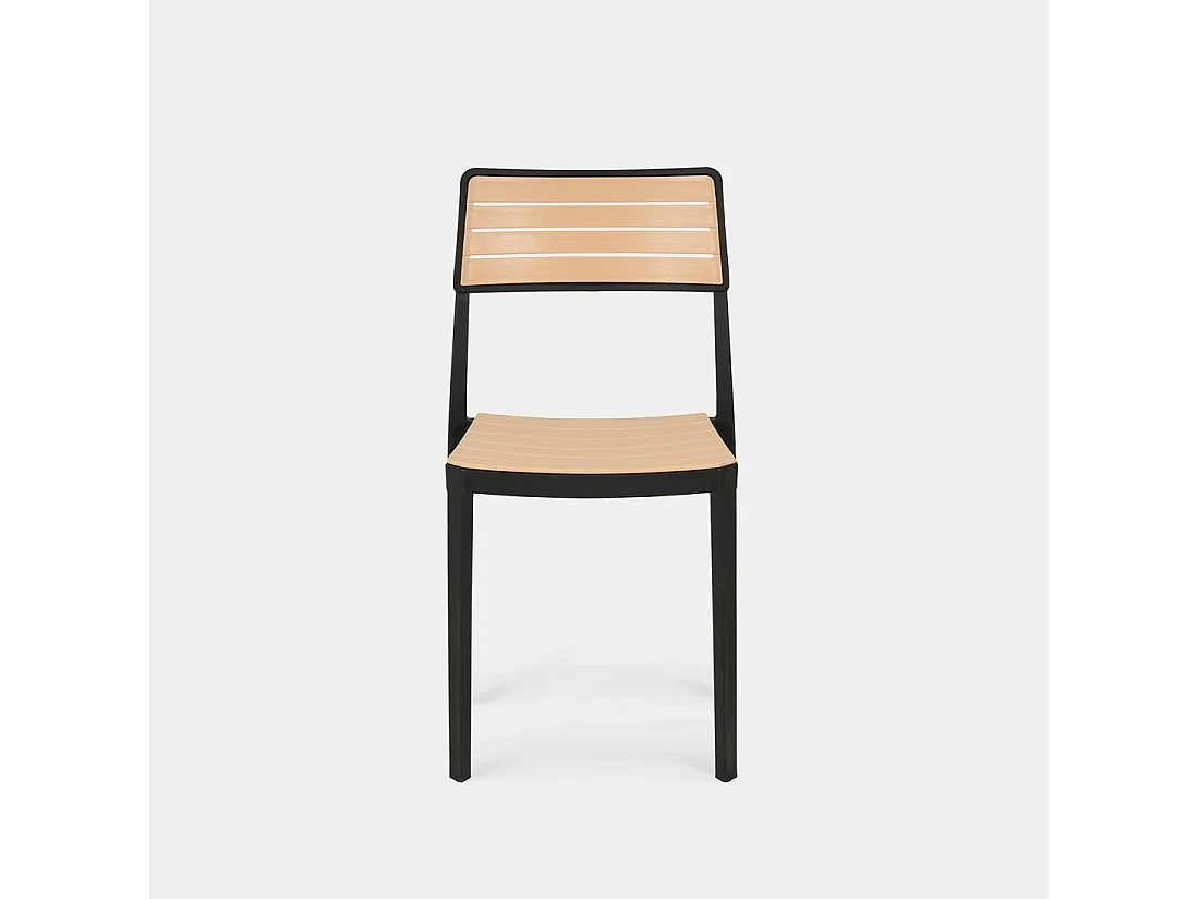 Chaise d'extérieur en plastique noir-naturel 41x81 cm-Hilda