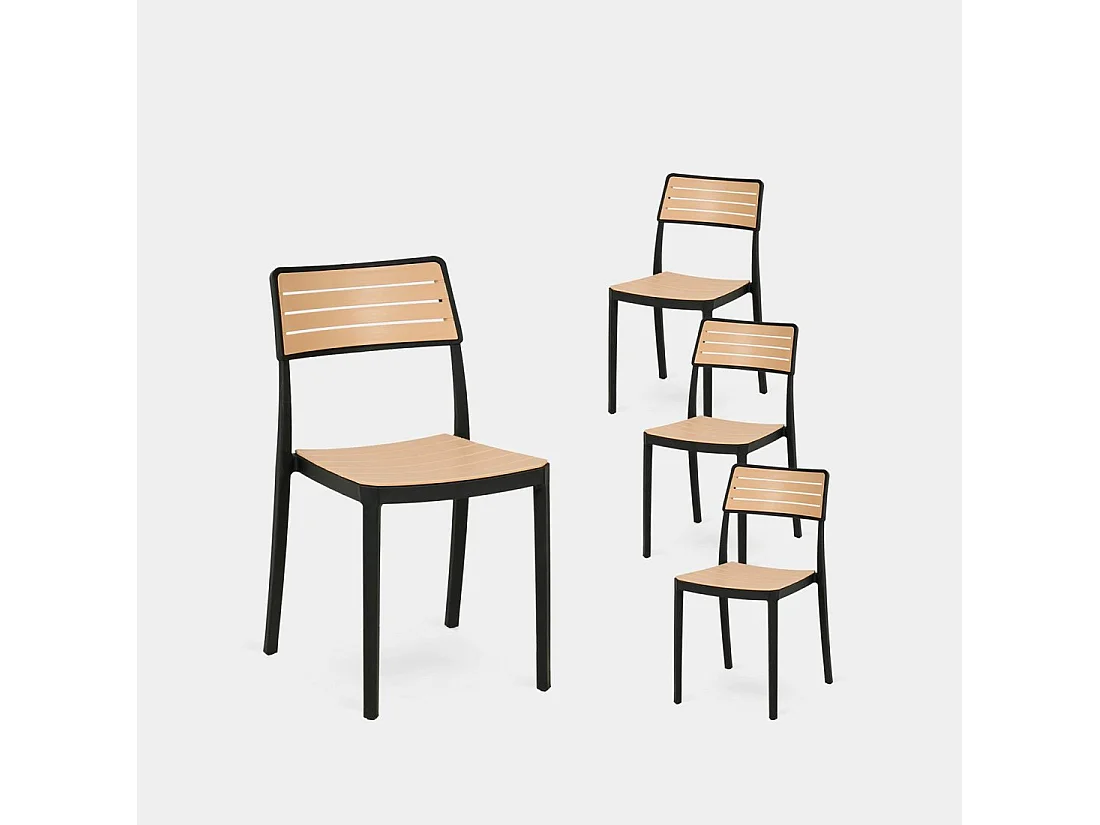Chaise de jardin en plastique noir-naturel 41x81 cm-Hilda