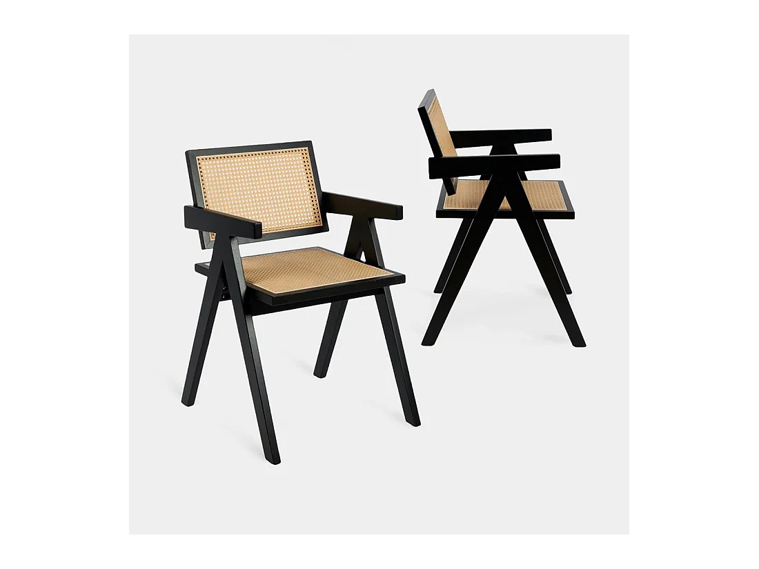 Chaise de salle à manger en bois noir-naturel 51x80 cm-Nelha