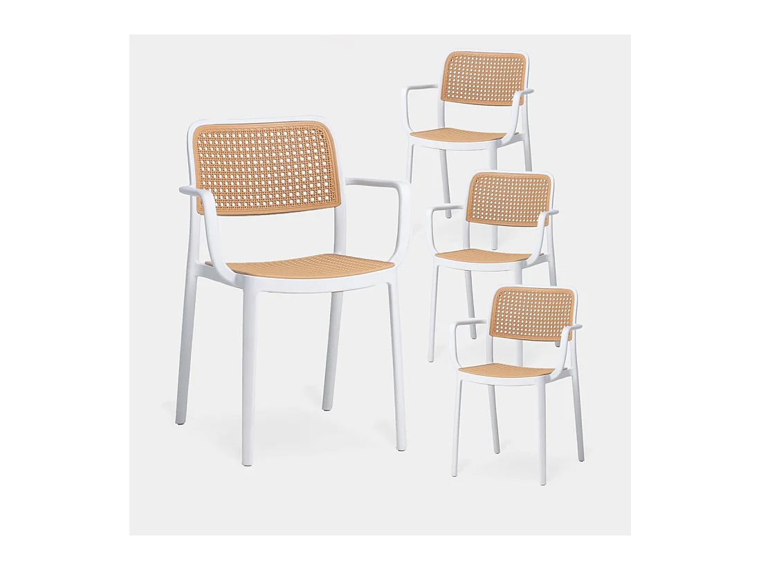 Chaise d'extérieur en plastique blanco-natural 57x81 cm-Kaira