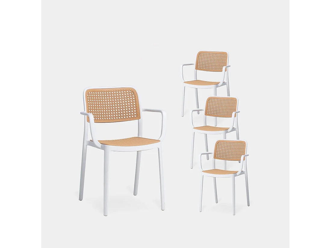 Chaise d'extérieur en plastique blanco-natural 57x81 cm-Kaira